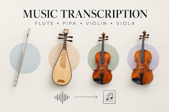 accurate sheet music from a flute, pipa, violin, or viola recording