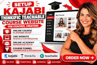 setup kajabi and fix thinkific checkout sales funnel website online course