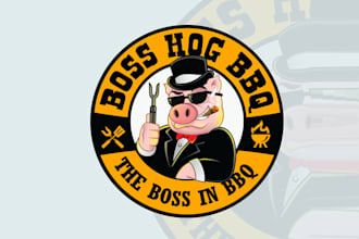 design custom boss hog BBQ restaurant logo for you