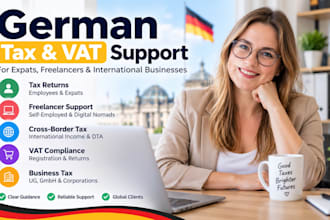 do german tax, vat return, income tax, corporate tax, expats, freelancer elster