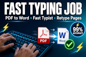 do a fast typing job, pdf to word, fast typist, retype pages