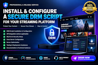 install and configure a secure drm script for your streaming platform with font