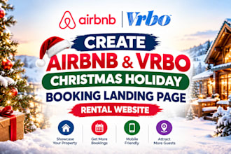 create airbnb vrbo christmas holiday booking landing page rental website design
