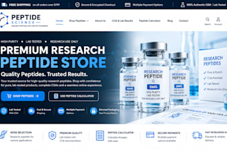 build research peptide website woocommerce peptide store and payment gateway SEO