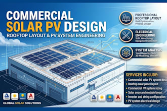 do commercial solar pv design, roottop solar layout and pv system engineering