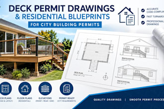draw deck permit drawings and residential blueprints for city building permits