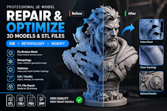 fix mesh repair retopology modify optimize edit broken 3d model stl file repair