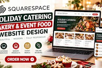 squarespace holiday catering bakery event food website design