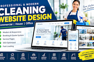 design commercial cleaning website, house cleaning, office cleaning website
