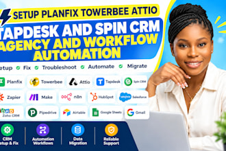 setup planfix towerbee attio tapdesk and spin CRM agency and workflow automation
