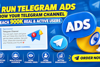 run telegram ads to grow your telegram channel reach 900k real and active users