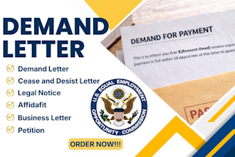 draft demand letter for injury, dispute, debt collection and breach of contract