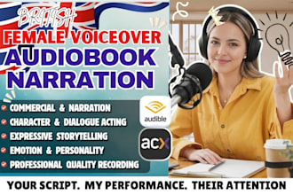 british female voice over, female audiobook narrator audiobook narration for acx