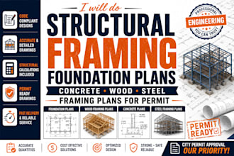 do structural framing foundation plans concrete wood steel framing plans permit