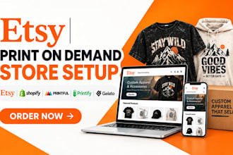 setup etsy shop and shopify print on demand store with printify printful