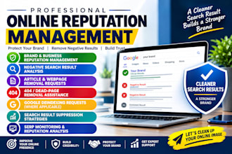 be an online reputation manager, brand, business, article 404 removal, deindex