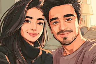 design aesthetic anime style couple illustration and art