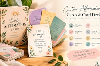 design custom affirmation cards, motivational cards and printable etsy card deck