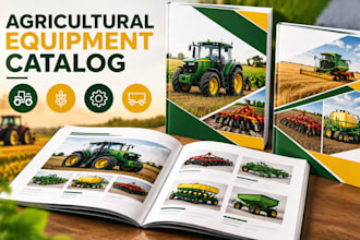 agricultural equipment catalog, farm machinery catalog, supplier brochure design