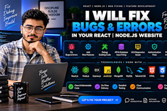 fix bugs, errors and add features to your react node website