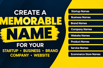 create memorable name for startup business brand name company name website name
