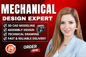 create mechanical 3d cad designs, 3d cad modeling and manufacturing drawings