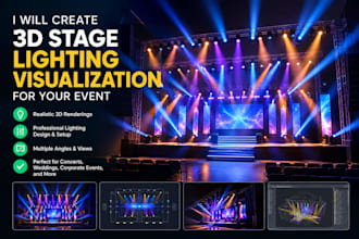 create 3d stage lighting visualization for your event