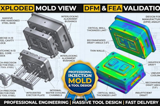 do precised injection mold design, core cavity separation and industrial tooling