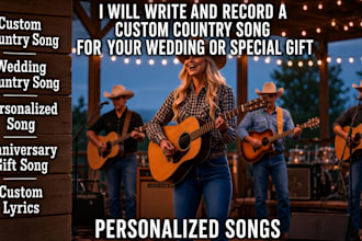 write and record a custom country song for your wedding or special gift
