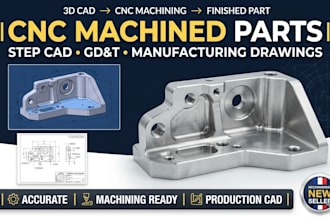 design cnc machined parts with step files and detailed manufacturing drawing