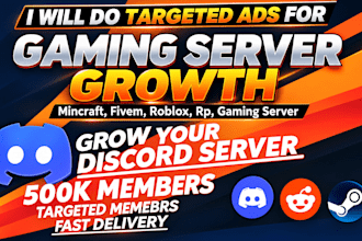 targeted social ads for gaming server, roblox, minecraft, fivem, discord growth