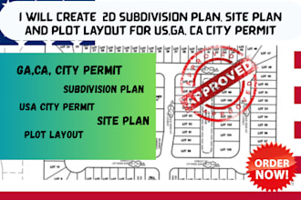 create  2d subdivision plan, site plan and plot layout for city permit