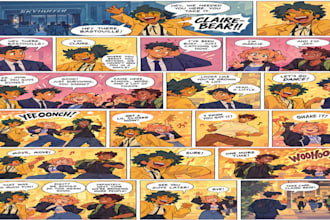 create stunning webtoon comic anime manga illustration superhero anime character
