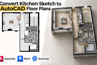convert restaurant sketch to autocad floor plans kitchen layouts cad