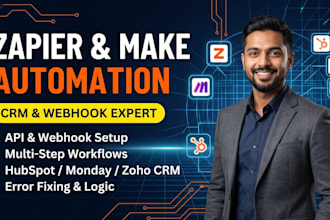 setup zapier automation, make com workflows, and crm integration