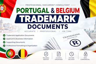 prepare portugal and belgium trademark registration documents