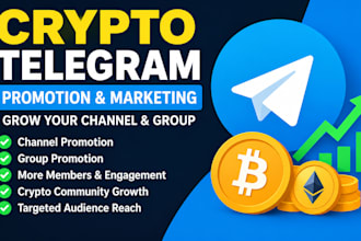 grow crypto telegram promotion, telegram marketing, telegram channel and group
