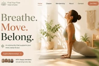 design squarespace yoga studio website wellness classes retreat booking website