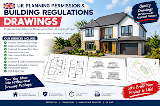 create UK planning permission and building regulation drawings