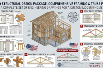 design wood structural plans, framing layouts, beams, trusses and details