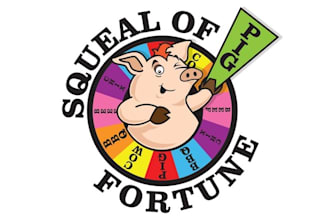 make fun and cleaver logo for squeal of fortunes BBQ team