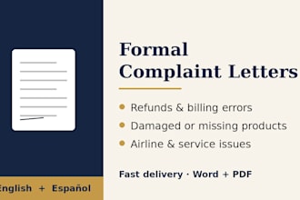 write a formal complaint letter to get your refund