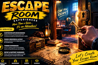 create printable escape rooms, puzzles, game designs, storylines and scenerio