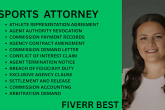 be your sports lawyer for agent disputes,representation contracts and commission