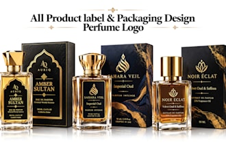 design luxury perfume label and packaging design with logo