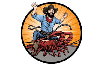 design rodeo themed lobster catching tournament logo