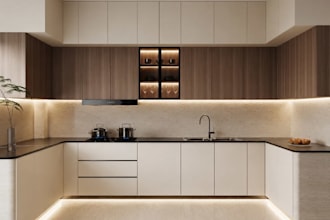 design kitchen interior in 3d and render