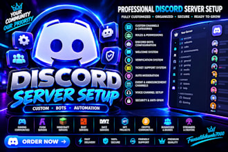 setup custom discord server, discord bots and discord server automation