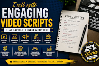 write engaging video scripts for youtube, ads, explainer and socia media