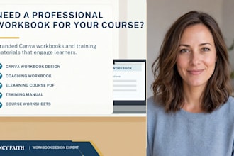 design a canva course workbook, elearning worksheet, or training manual